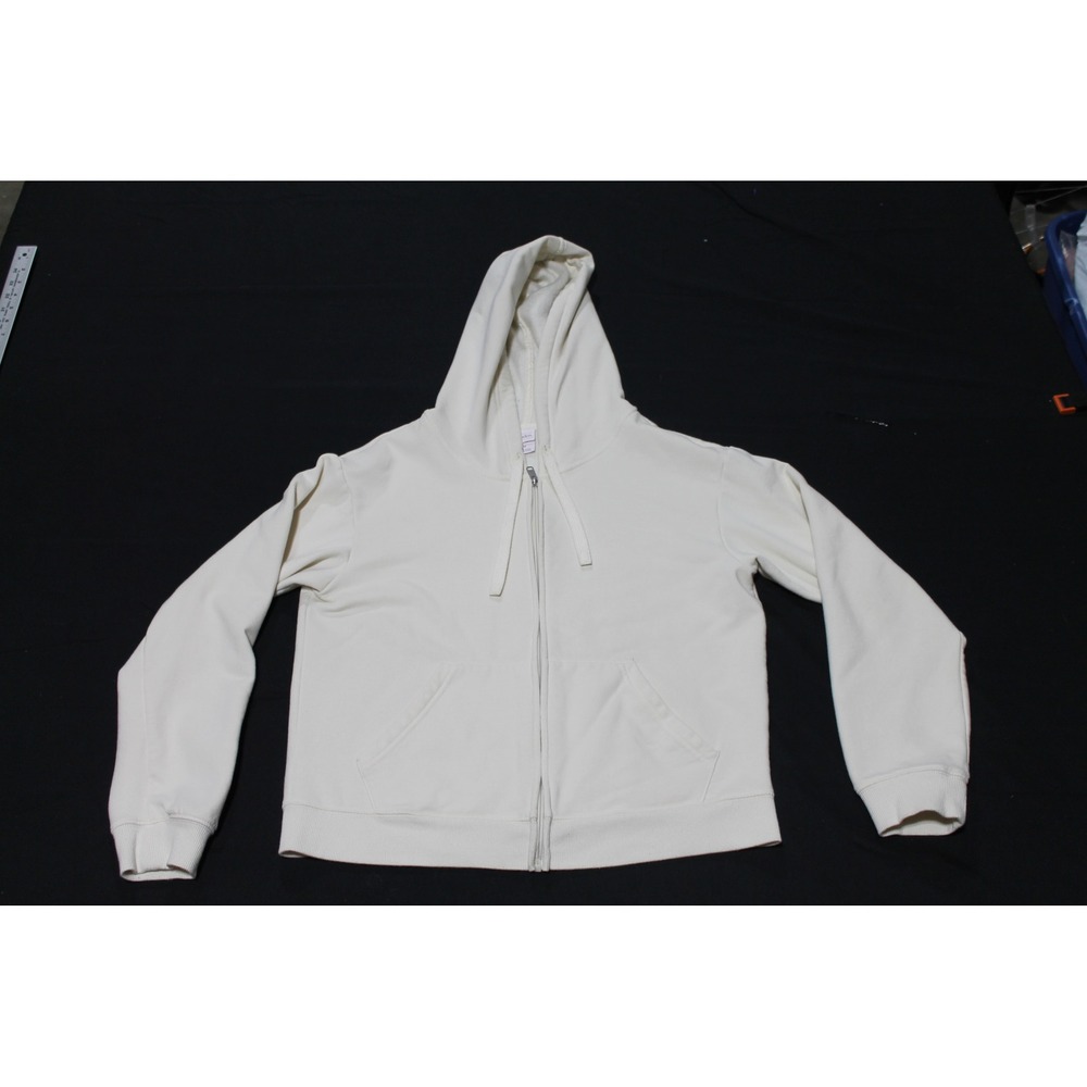 Auden Full Zip Hoodie Women's Medium Cream Fleece Hooded Sweatshirt